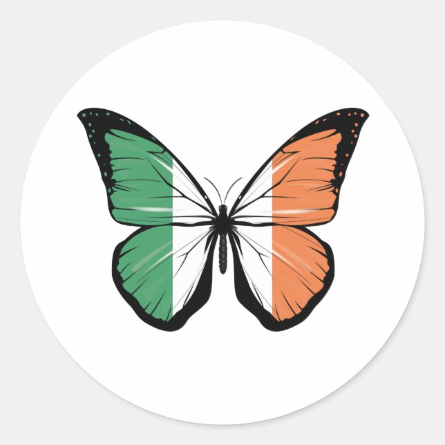 Ireland Butterfly Flag  Classic Round Sticker (Front)