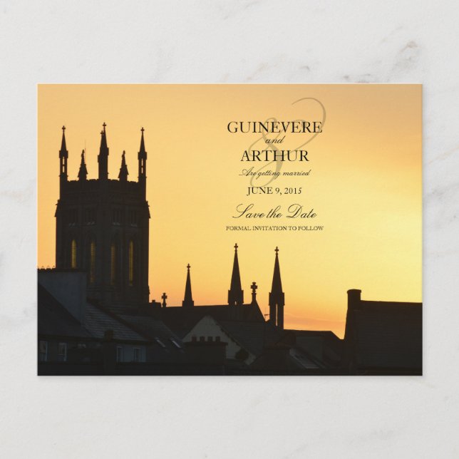 Ireland Castle Abbey Wedding Save the Date Announcement Postcard (Front)