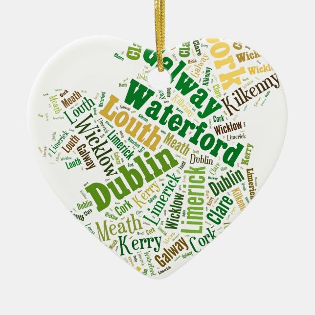 Ireland Cities Word Art Ceramic Tree Decoration (Front)