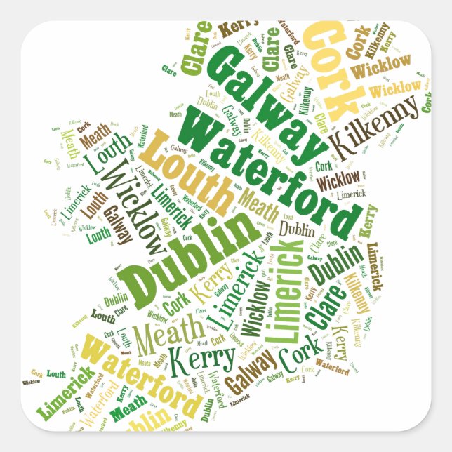 Ireland Cities Word Art Square Sticker (Front)