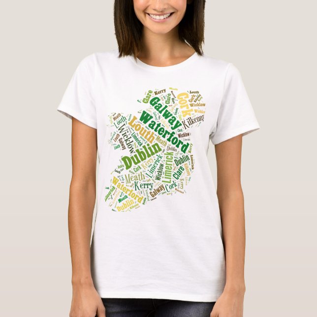 Ireland Cities Word Art T-Shirt (Front)