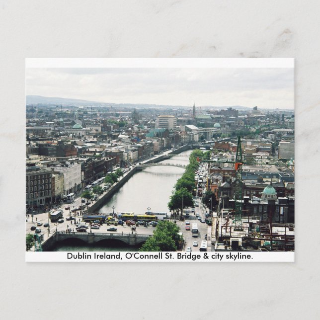 Ireland city skyline, O'Connell Bridge Dublin Postcard (Front)