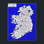 Ireland Clan Names Vintage Map Postcard<br><div class="desc">A very cool, old vintage postcard map of Ireland's clan Names repurposed on a new postcard.</div>