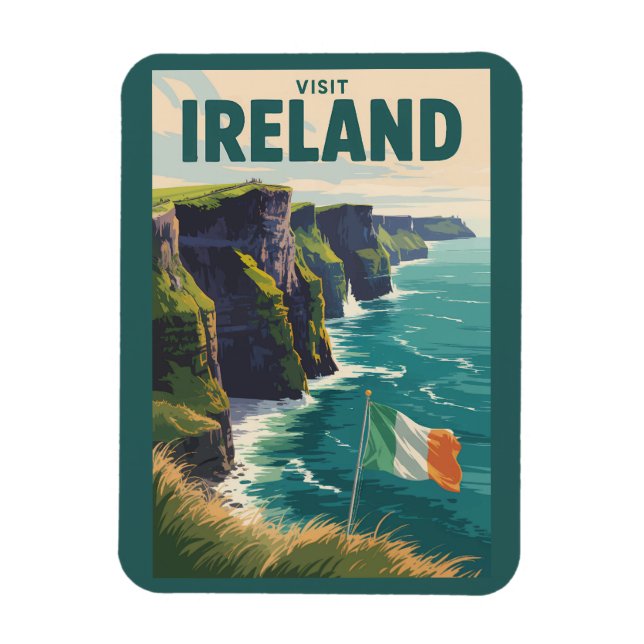 Ireland Cliffs of Moher Illustration Travel Art Magnet (Vertical)