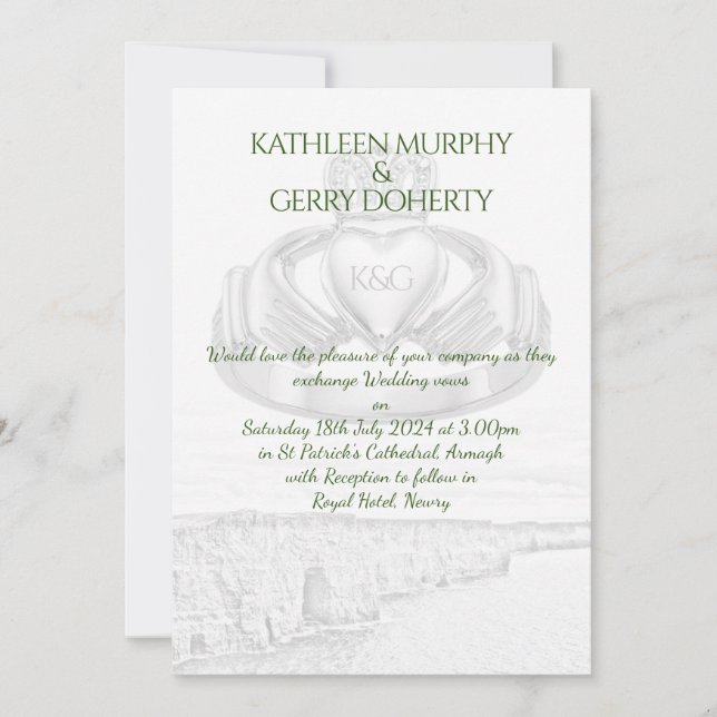 Ireland Cliffs of Moher & Irish Claddagh Ring Invi Invitation (Front)