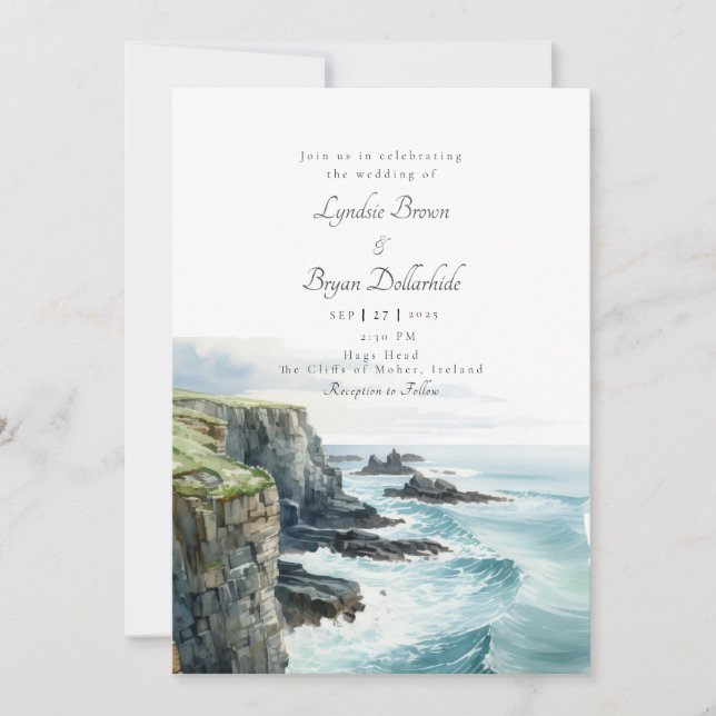 Ireland Cliffs of Moher Wedding Invitation (Front)