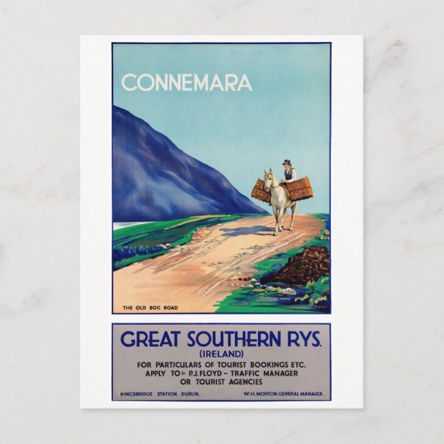 Ireland Connemara Restored Vintage Travel Poster Postcard (Front)