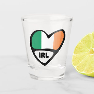 Ireland Country Code Flag Heart, IRL Shot Glass