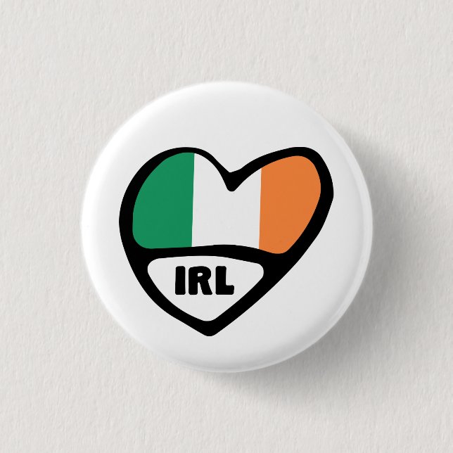 Ireland Country Code Flag Heart Pin Badge, IRL (Front)