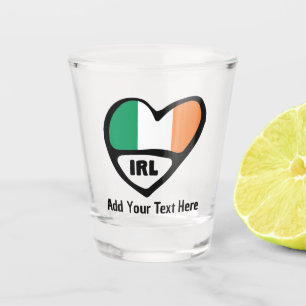 Ireland Country Code Flag Heart With Custom Text Shot Glass