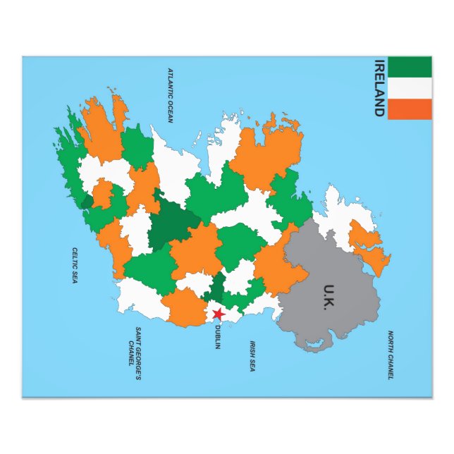ireland country political map flag photo print (Front)