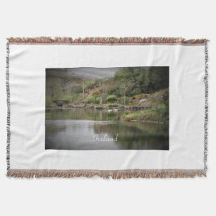 Ireland, County Cork, Lake, Swans, Photography Throw Blanket