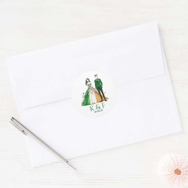 Ireland Couple Wedding Classic Round Sticker (Envelope)