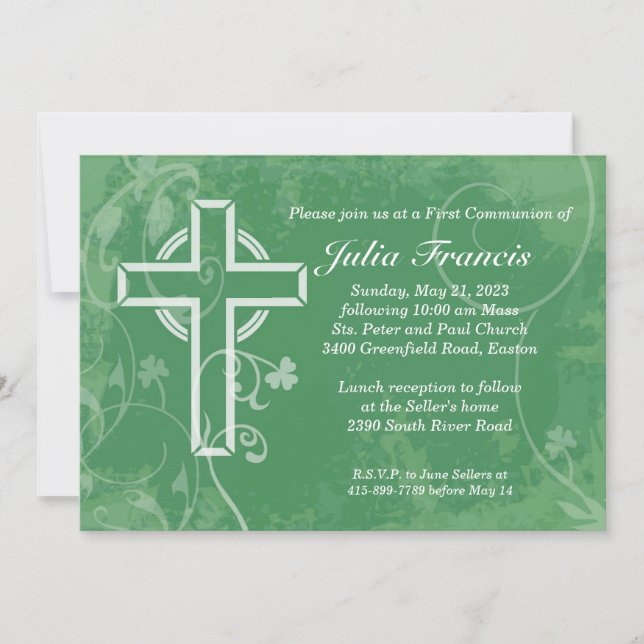 Ireland Cross First Communion Invitation (Front)