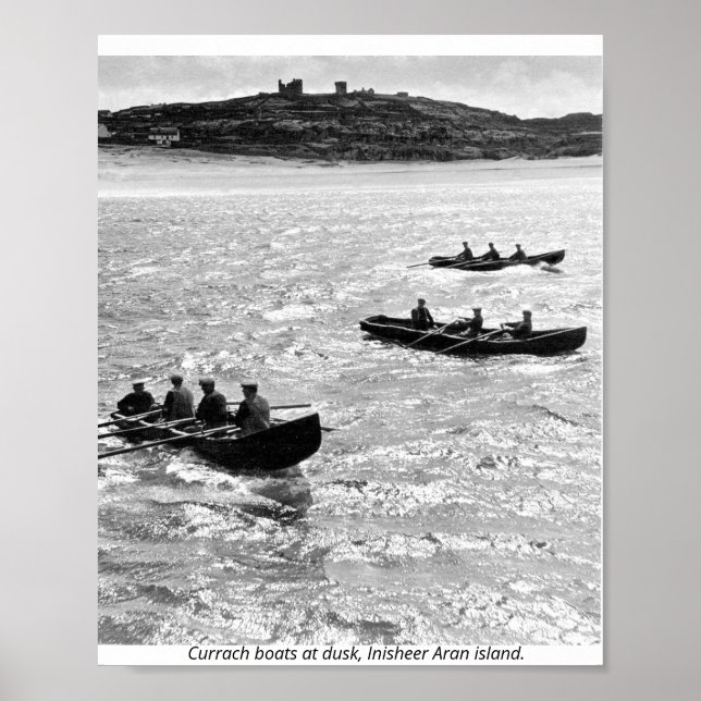 Ireland, currach boats off Inisheer Aran Island Poster (Front)
