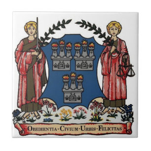 Ireland Dublin city antique civic crest Tile