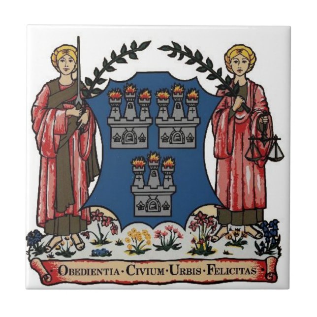 Ireland Dublin city antique civic crest Tile (Front)