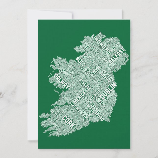 Ireland Eire City Text map (Front)