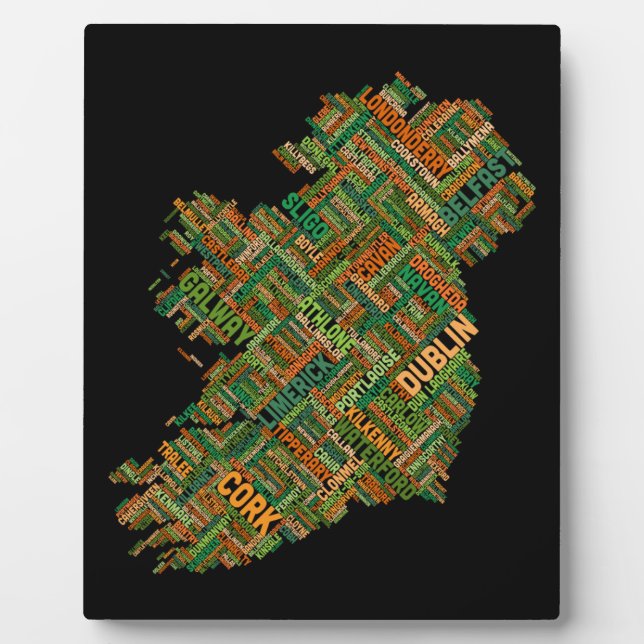 Ireland Eire City Text map Plaque (Front)