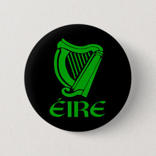 Ireland Eire Eireann Irish Pride Gaelic Harp St Pa 6 Cm Round Badge