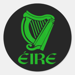 Ireland Eire Eireann Irish Pride Gaelic Harp St Pa Classic Round Sticker