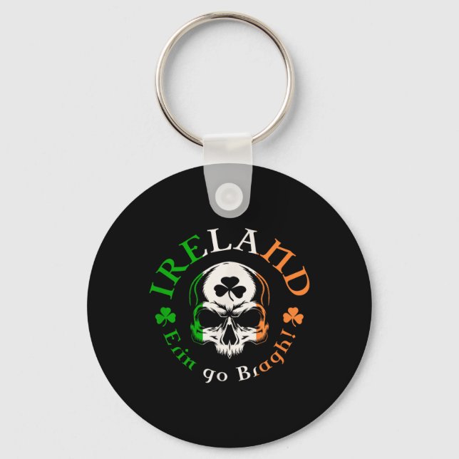 Ireland Erin Go Bragh Colours Skull Key Ring (Front)