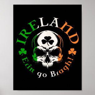 Ireland Erin Go Bragh Colours Skull Poster