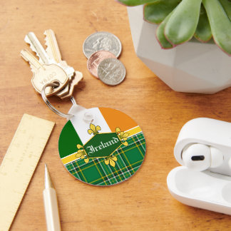 Ireland/Erin go bragh/Irish flag/tartan/kell harp Key Ring