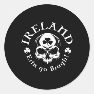 Ireland Erin Go Bragh Skull Classic Round Sticker