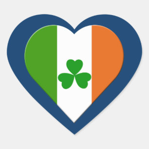 ireland flag and shamrock heart sticker