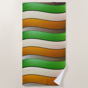 Ireland Flag Colours-Chrome by Shirley Taylor Beach Towel