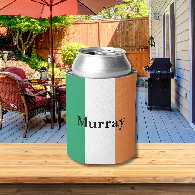Ireland Flag Colours Irish Surname Name Custom  Can Cooler (Creator Uploaded)