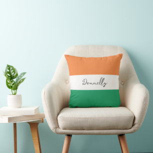 Ireland Flag Colours Irish Surname Name Custom  Cushion