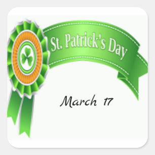 Ireland flag colours Saint Patricks Day rosette Square Sticker
