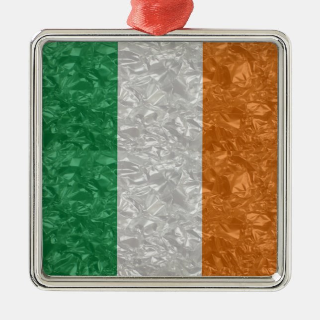 Ireland Flag - Crinkled Metal Tree Decoration (Front)