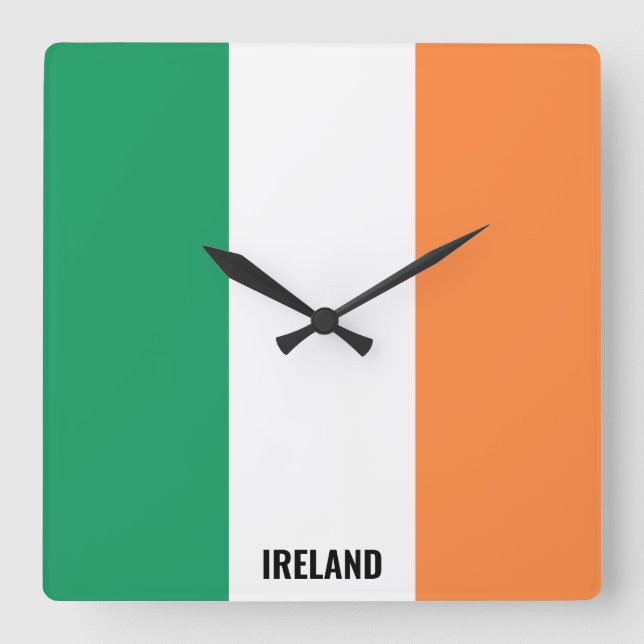 Ireland Flag Dazzling Patriotic Square Wall Clock (Front)