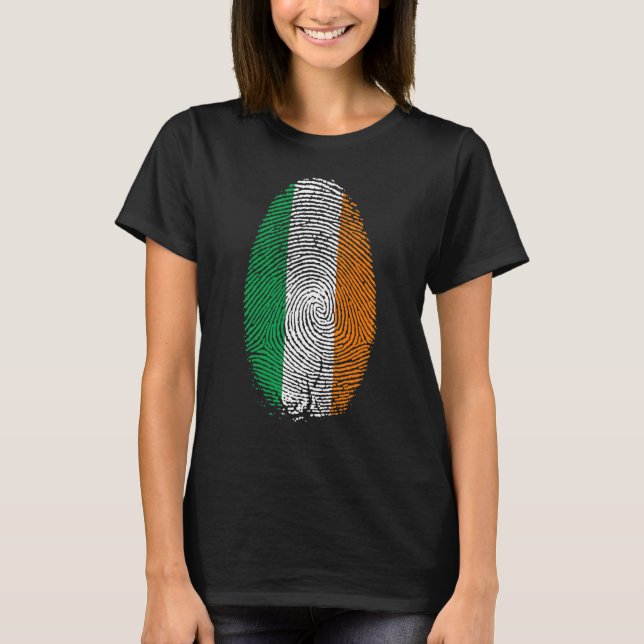 Ireland Flag Fingerprint It Is In My Dna  For Iris T-Shirt (Front)