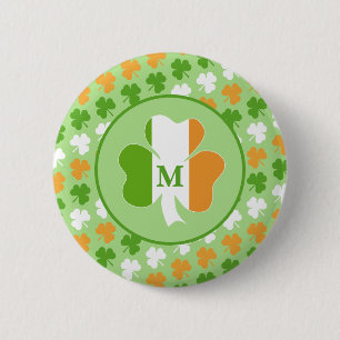 Ireland flag from shamrocks 6 cm round badge