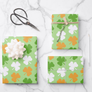 Ireland flag from shamrocks wrapping paper sheet