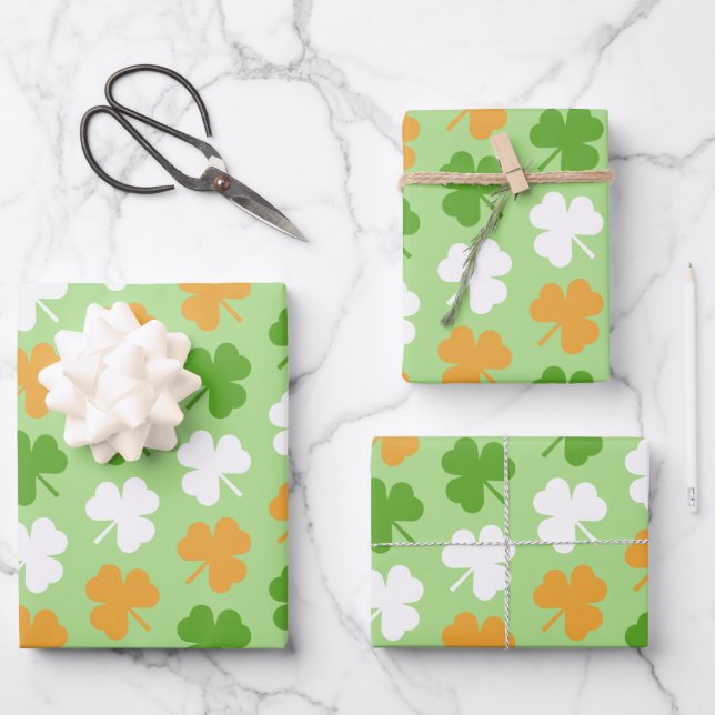 Ireland flag from shamrocks wrapping paper sheet (Front)
