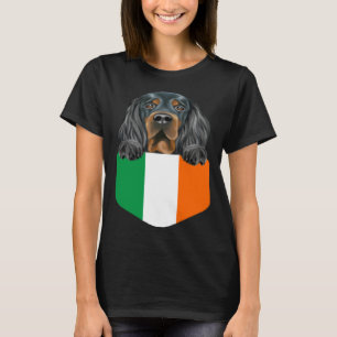 Ireland Flag Gordon Setter Dog In Pocket T-Shirt