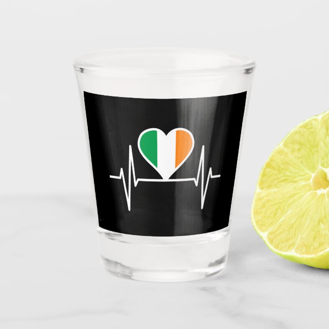 Ireland Flag Heartbeat Shot Glass (Front)