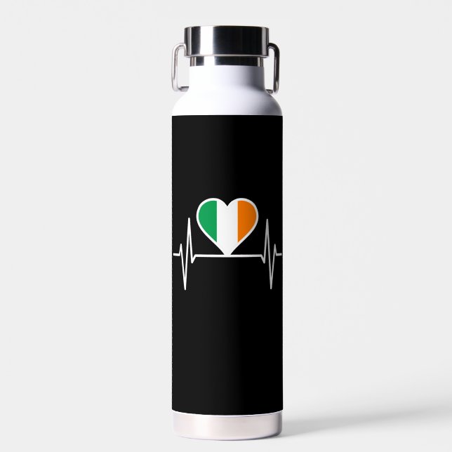 Ireland Flag Heartbeat Water Bottle (Front)