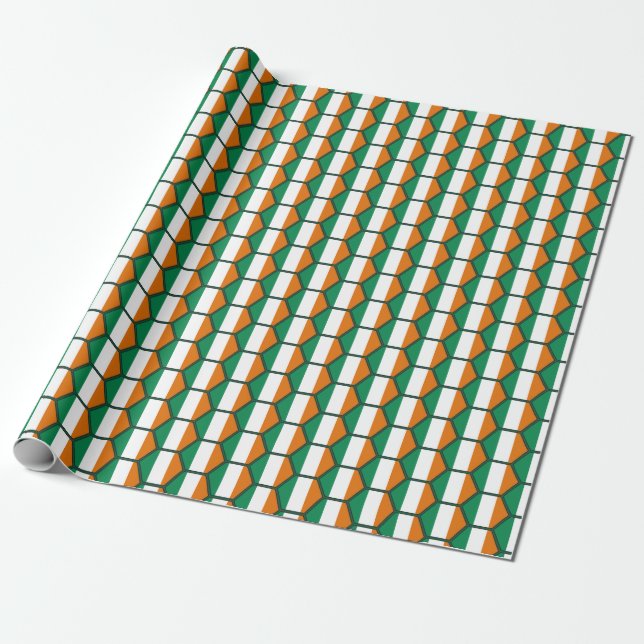 Ireland Flag Honeycomb Wrapping Paper (Unrolled)
