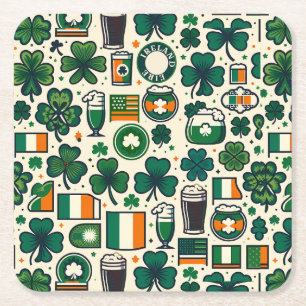 Ireland Flag Irish Shamrock Celtic St Patricks Day Square Paper Coaster