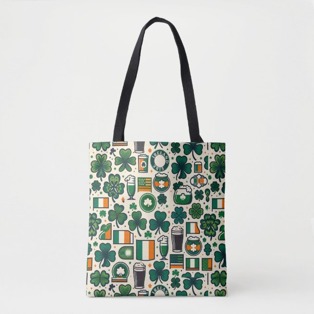 Ireland Flag Irish Shamrock Celtic St Patricks Day Tote Bag (Front)