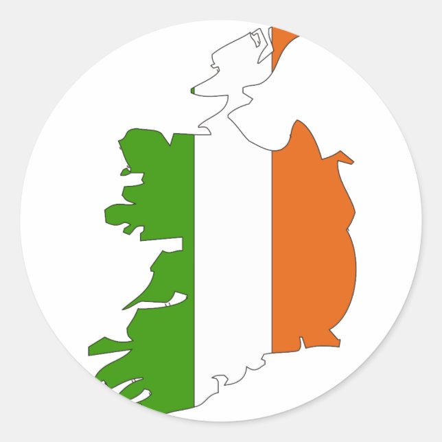 Ireland flag map classic round sticker (Front)
