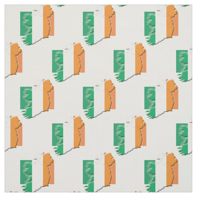 IRELAND Flag Map Outline Fabric (Swatch)