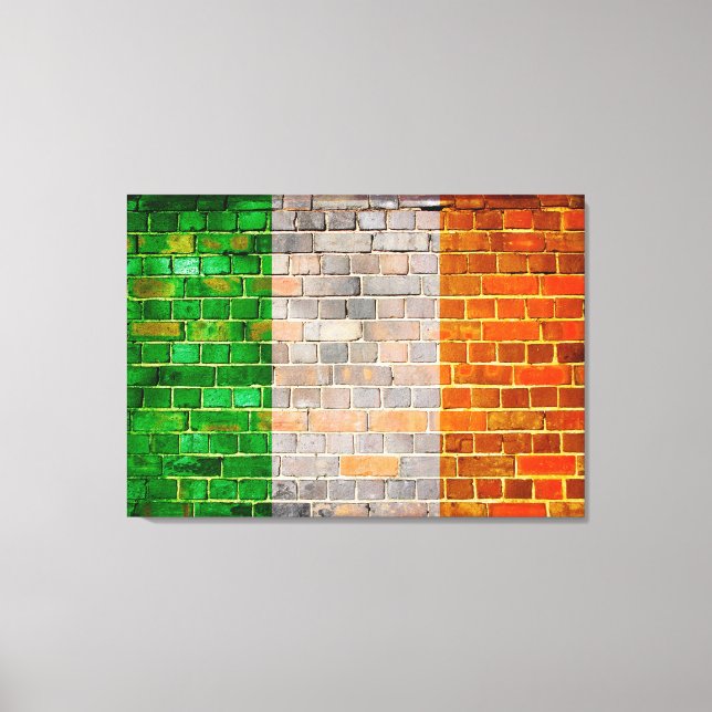 Ireland flag on a brick wall canvas print (Front)