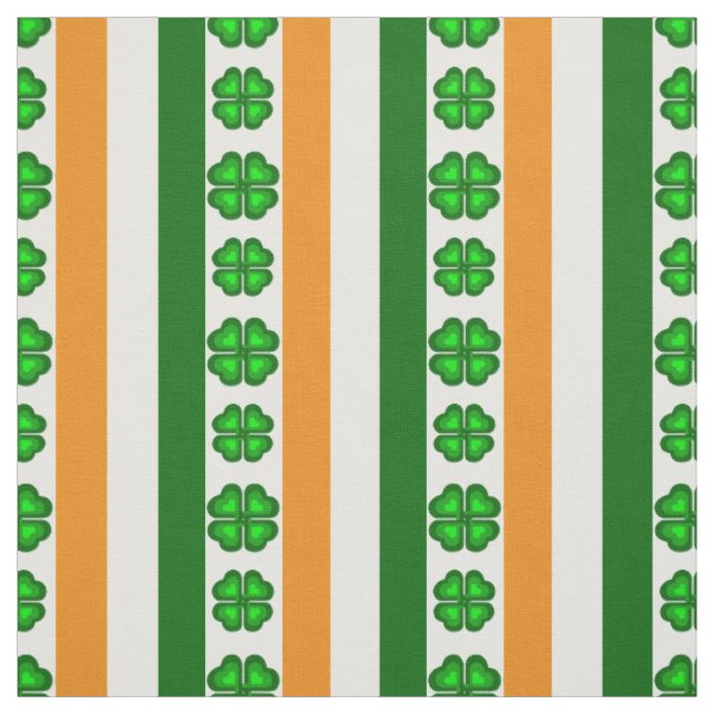 Ireland flag/Orange, white and green, shamrocks Fabric (Swatch)